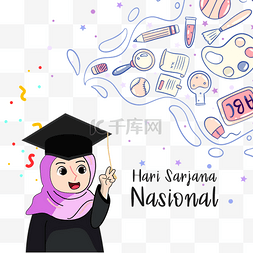 毕业证书图片_印尼全国本科生日卡通紫色