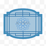 蓝色窗户花朵纹路韩国传统花纹