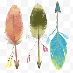 水彩波西米亚风格羽毛箭