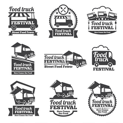 食品卡车图片_食品卡车节日标志和标志矢量集