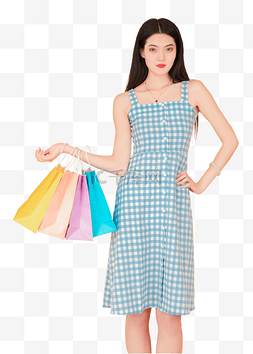 夏季时尚女性图片_时尚美女手提购物袋
