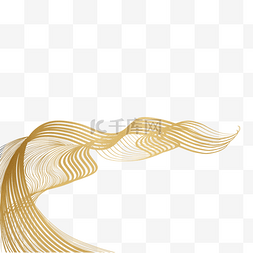 弯曲装饰图片_抽象金色线条波纹弯曲装饰边框