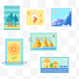 彩色冰淇淋矢量图图片_好看的旅行邮戳邮票