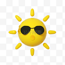 墨镜图标图片_3D天气C4D流汗太阳图标