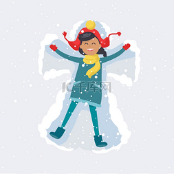 玩下图片_戴着红帽子、黄围巾和冬衣的黑发