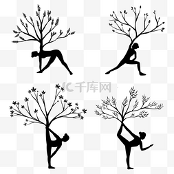 运动与自然图片_做瑜伽的人与树的结合