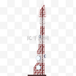 基站信号塔图片_红色无线电广播基站卡通