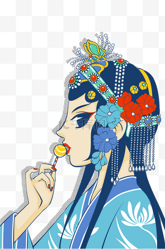 国潮京剧人物侧脸图片图片素材_国潮戏曲京剧人物