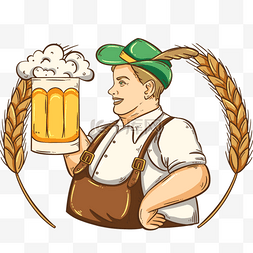 啤酒文化图片_线条风格德国慕尼黑啤酒节人物