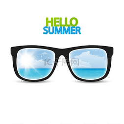 你好夏天海报与眼镜