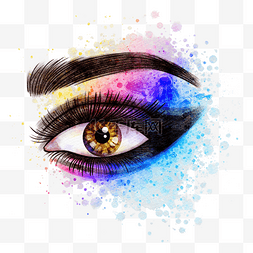 彩色艺术抽象图片_女性眼睛抽象墨迹水墨风格