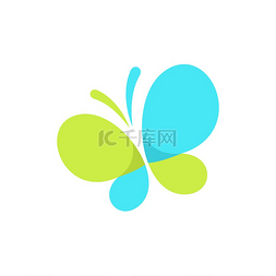 抽象蝴蝶图标图片_抽象的蓝绿色蝴蝶。