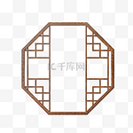 C4D立体中国古风雕花八边形门窗边框