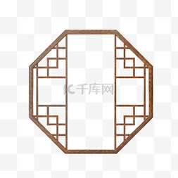 新年中式框图片_C4D立体中国古风雕花八边形门窗边