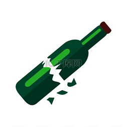 一些图标图片_破碎成两件深绿色蓝色玻璃瓶啤酒