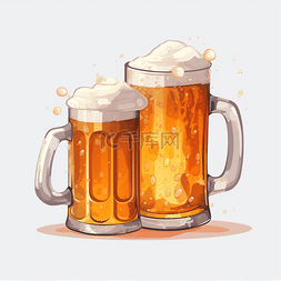 乌比尔啤酒图片_夏季手绘啤酒扎啤