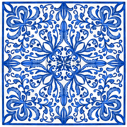 渐变长方框图片_葡萄牙瓷砖蓝色渐变图形