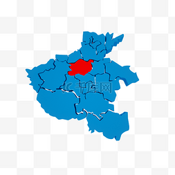 3D蓝色河南红色郑州地图