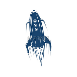 蓝色航天航空图片_宇宙飞船在太空中飞行孤立的标志