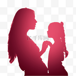 母子剪影图片_母亲节母子母女剪影人物