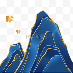 描金烫金山水图片_中国风描金烫金山峰假山石头山国