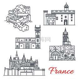 隆鼻图标图片_法国著名的旅游地标建筑线图标。