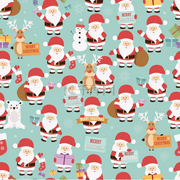 2019礼物背景图片_圣诞无缝图案，有圣诞老人、驯鹿