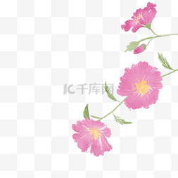 紫红色花卉图片_手绘扁平风紫红色简约清新花卉植