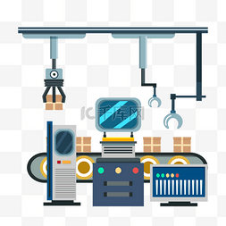工厂机器人图片_工业输送机生产卡通