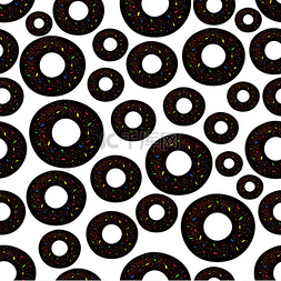 甜甜圈背景图片_无缝的极黑巧克力甜甜圈图案配快