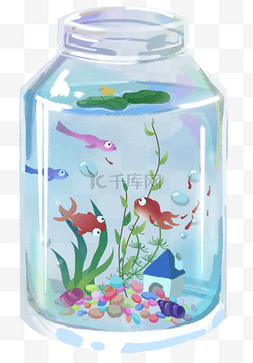 玻璃金鱼水草生态瓶