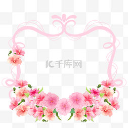 古典婚礼背景素材图片_粉色条纹边框花卉木槿花