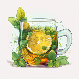 夏日清爽柠檬茶饮料