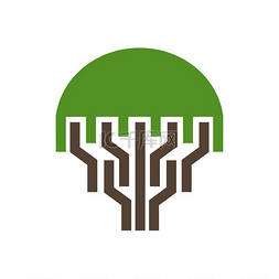绿色环境图片_公园或花园树图标叶冠和枝条为绿
