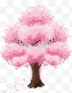 手绘卡通樱花树元素