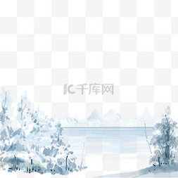 白色雪地图片_圣诞冬季场景水墨雪山风景