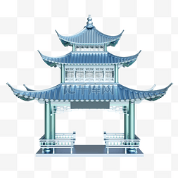 建筑景观图片_3D立体国潮城市建筑国风