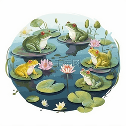 池塘里的图片_夏日池塘里的青蛙