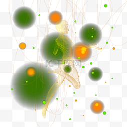 光点中舞蹈的抽象光效线条人物