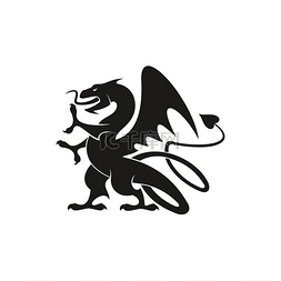孤立的中世纪纹章兽有鹰腿和翅膀