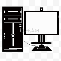 个人台式电脑黑白剪贴画