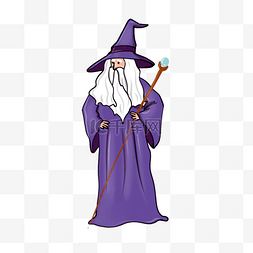 明智的图片_巫师人物卡通紫色长袍