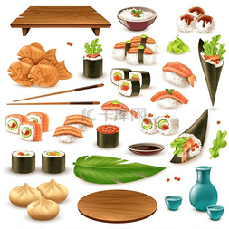 吃饺子插图图片_日本食品套装一套日本食品包括寿