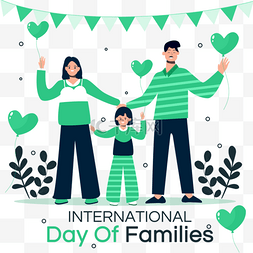 国际家庭日绿色线性一家人聚会庆
