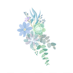 郁郁葱葱图片_带有分枝和郁郁葱葱枝条的蓝色花
