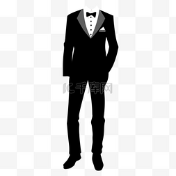 黑色的西装图片_婚礼套装黑色带领结的西装