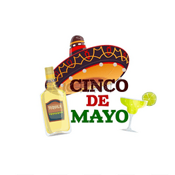 卡通龙舌兰酒图片_Cinco de Mayo 墨西哥节日龙舌兰酒和