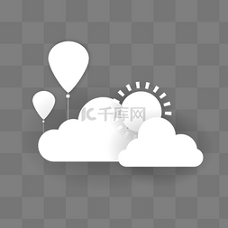 云计算云服务图片_卡通白云气球