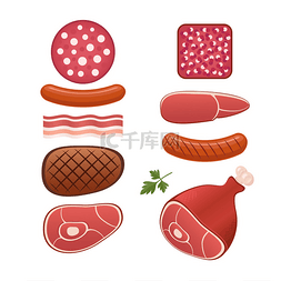 小图标分类图片_套种不同的香肠和肉类的