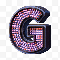 金属质感数字字母图片_粉色灯泡3d字母g